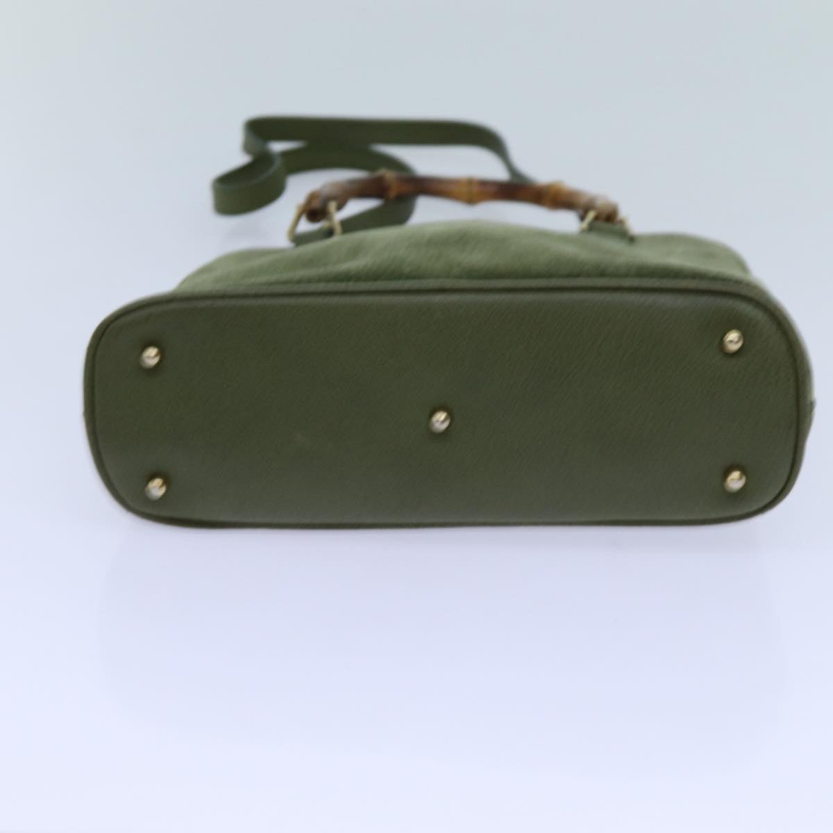 GUCCI Bamboo Hand Bag Suede 2way Green 000 1274 0290 71820