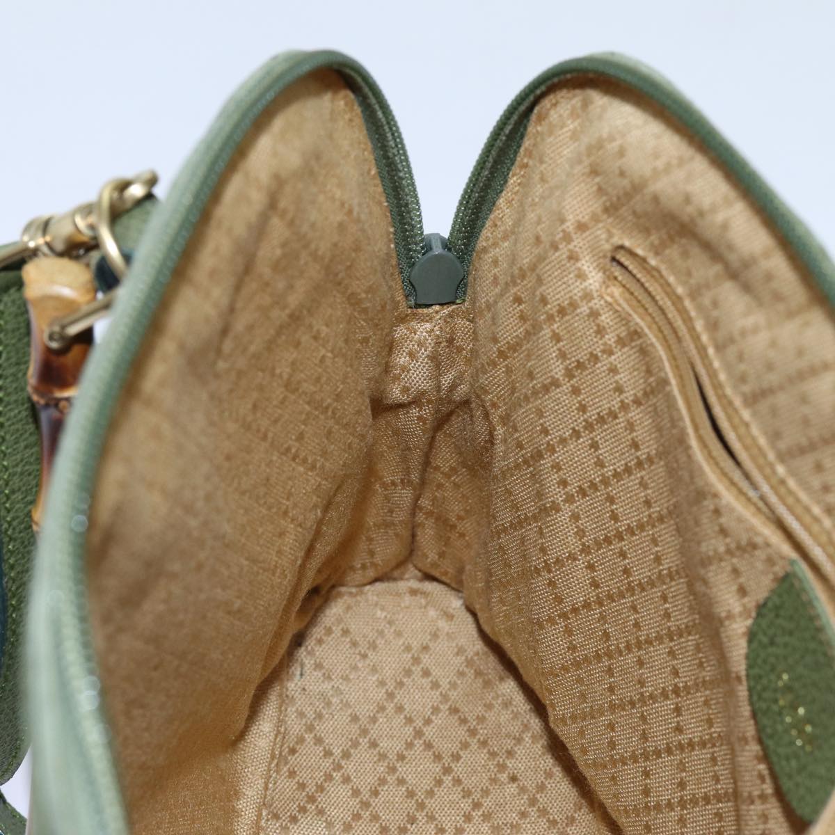 GUCCI Bamboo Hand Bag Suede 2way Green 000 1274 0290 71820