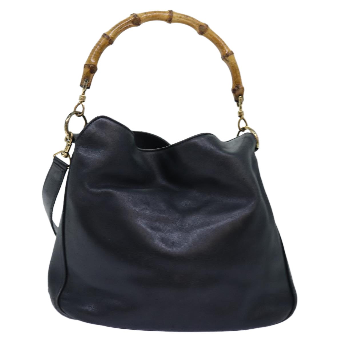 GUCCI Bamboo Shoulder Bag Leather 2way Black 71823