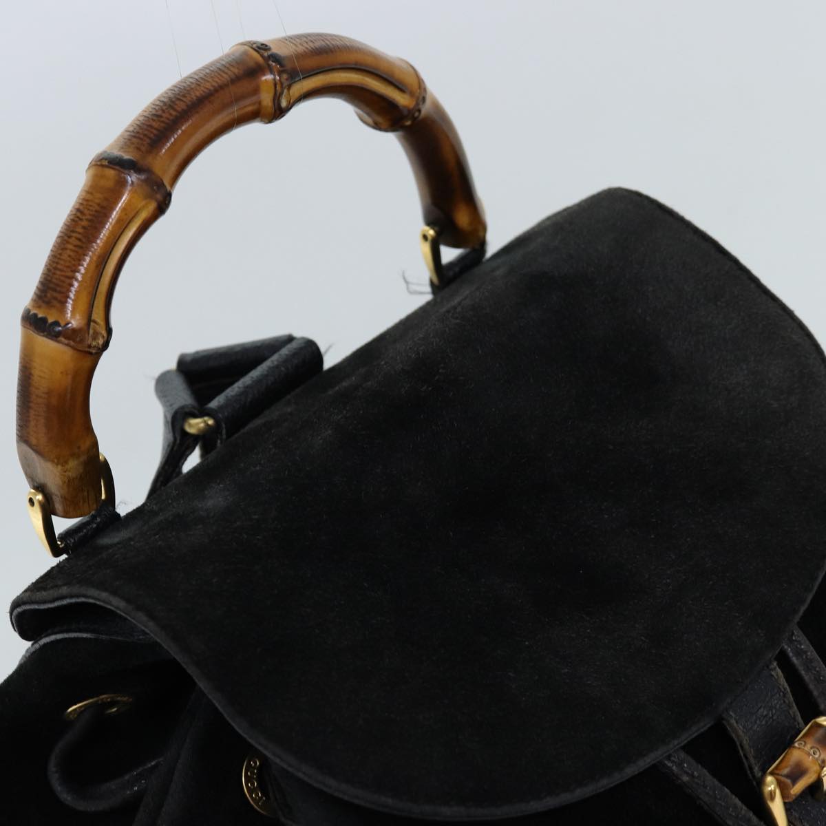 GUCCI Bamboo Backpack Suede Black 71825