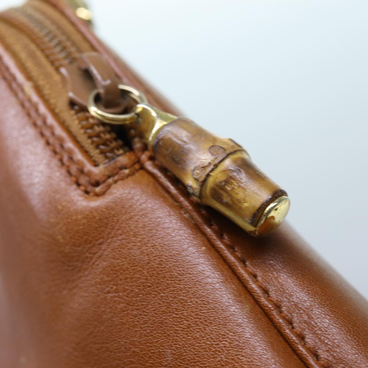 GUCCI Bamboo Hand Bag Leather Brown 007 2865 0231 71894
