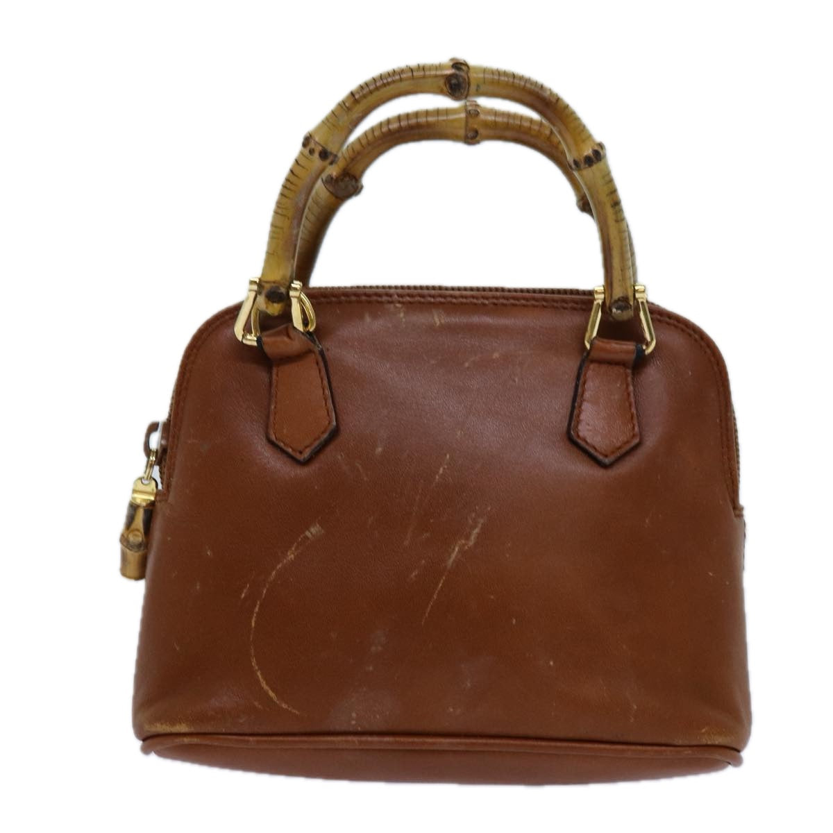 GUCCI Bamboo Hand Bag Leather Brown 007 2865 0231 71894