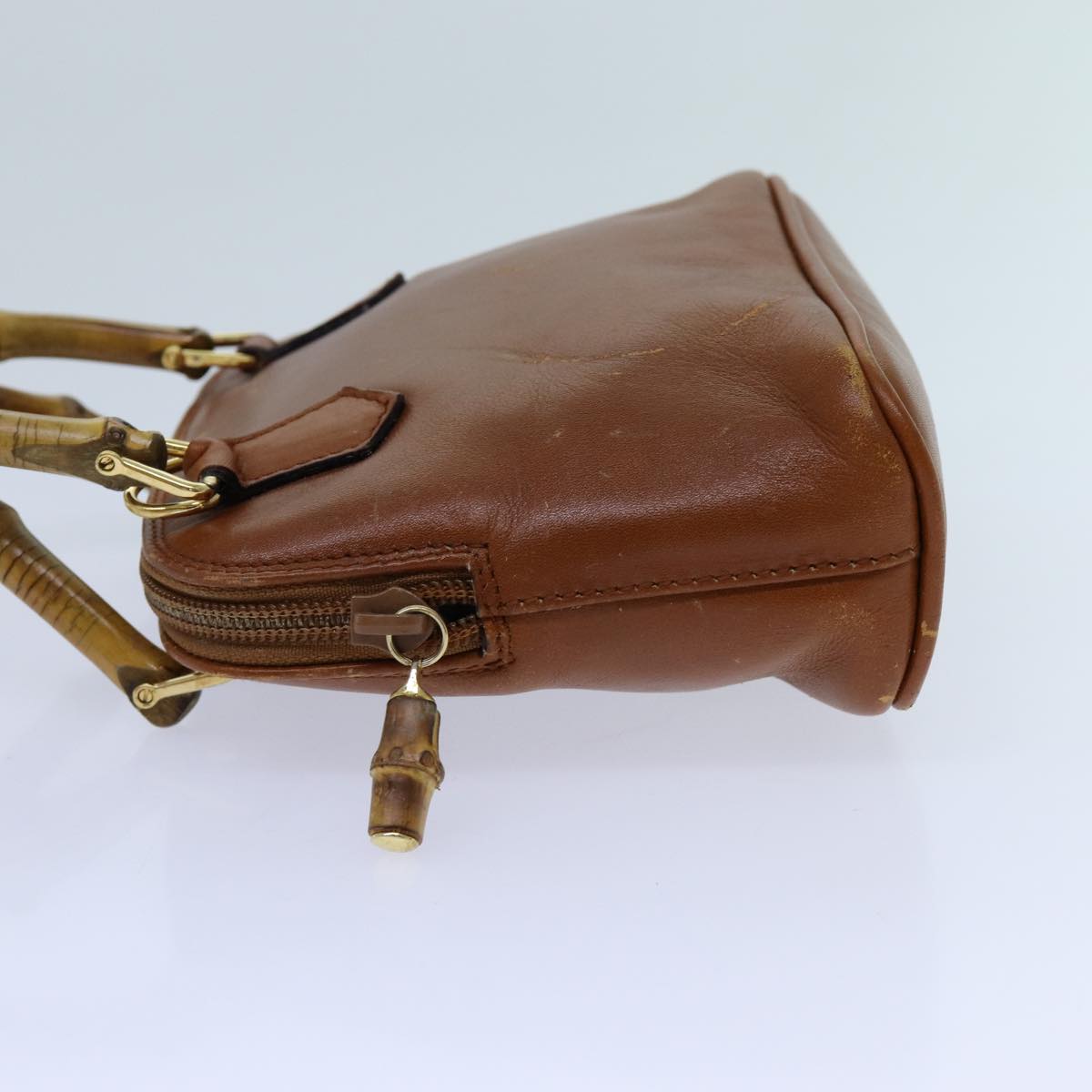 GUCCI Bamboo Hand Bag Leather Brown 007 2865 0231 71894
