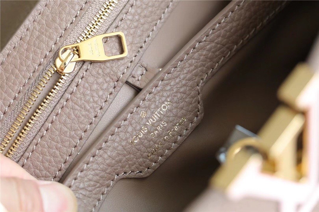 LV Capucines MM Taurillon Smokey Brown Green/ Creme/ Pink For Women, WomenÃ¢â‚¬â„¢s Bags, Shoulder And Crossbody Bags 12.4in/31.5cm LV M59516