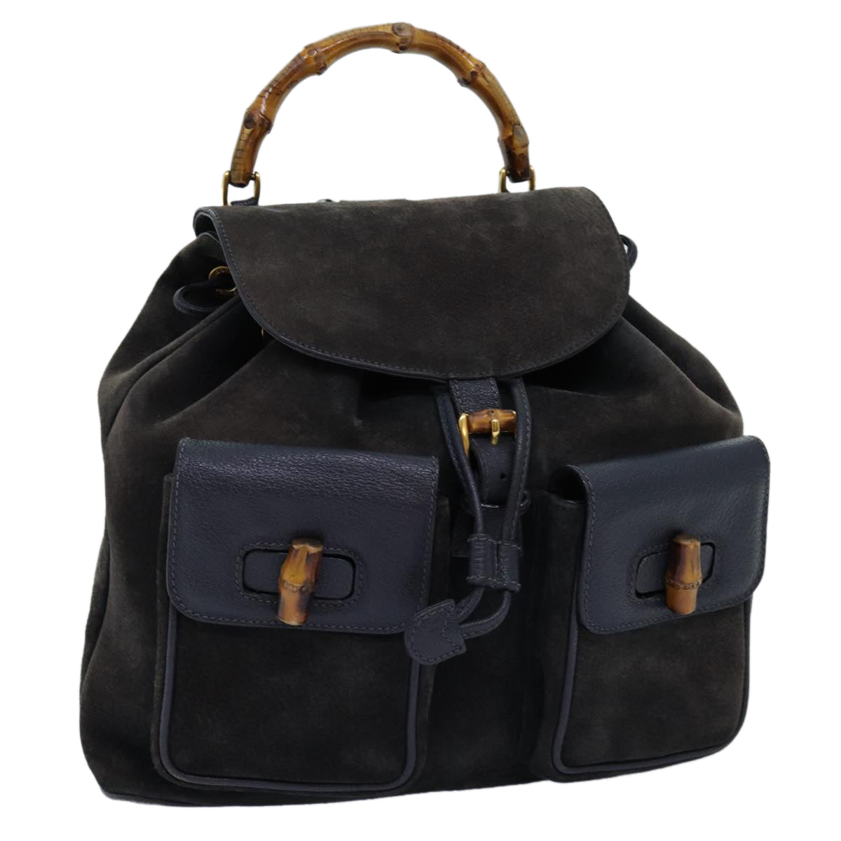 GUCCI Bamboo Backpack Suede Black 71916
