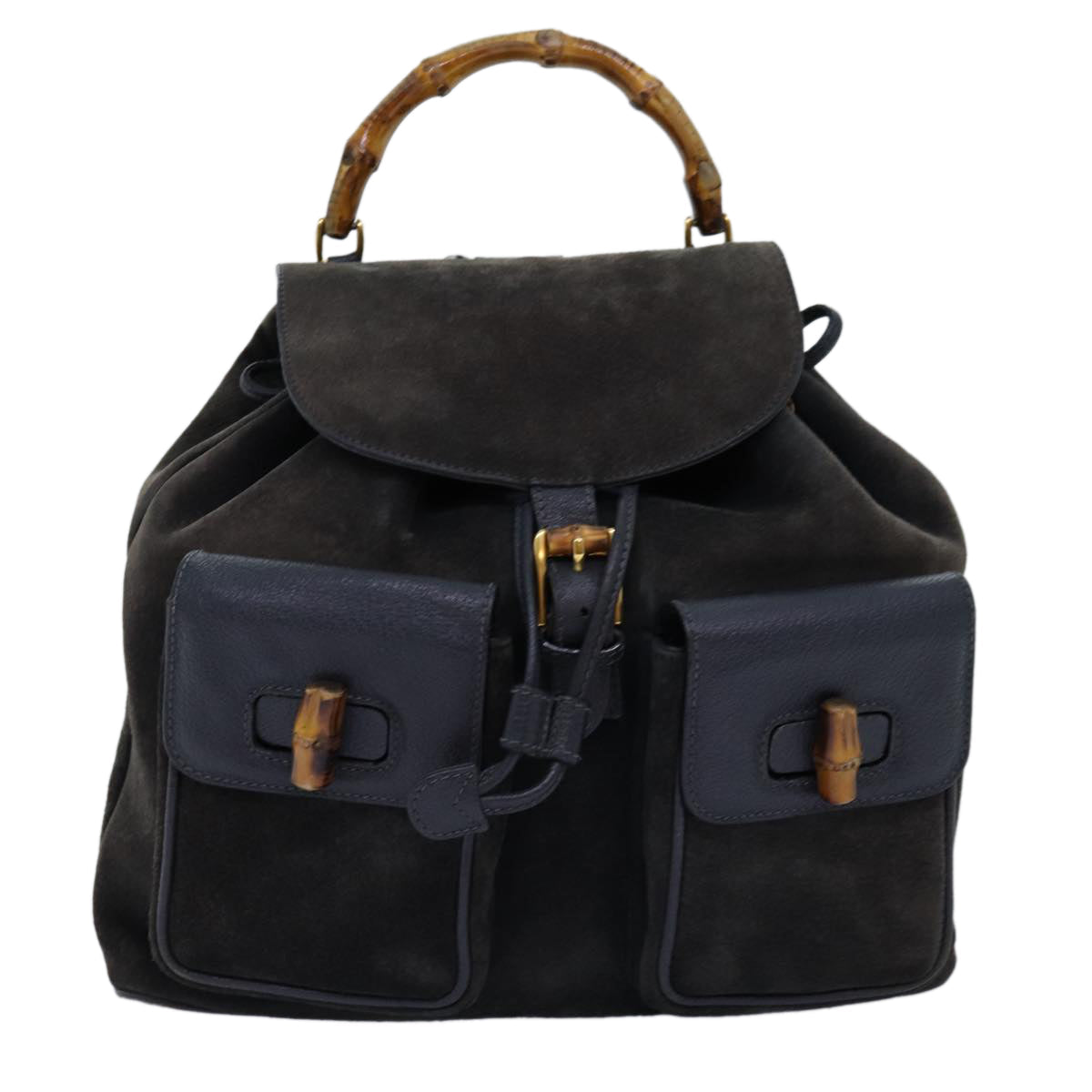GUCCI Bamboo Backpack Suede Black 71916