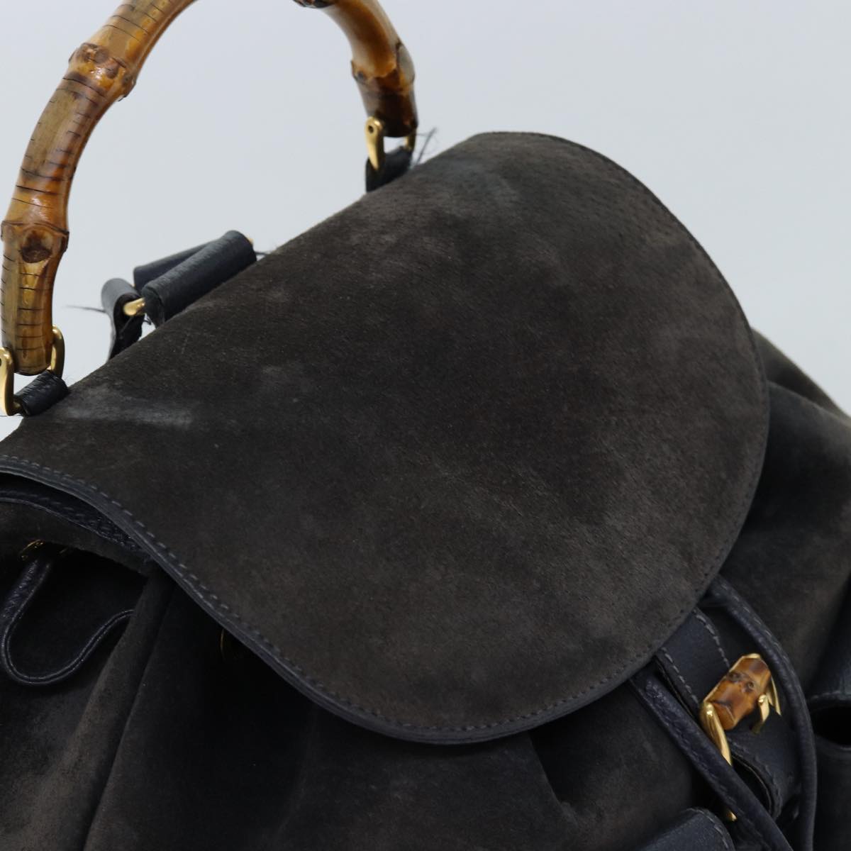 GUCCI Bamboo Backpack Suede Black 71916