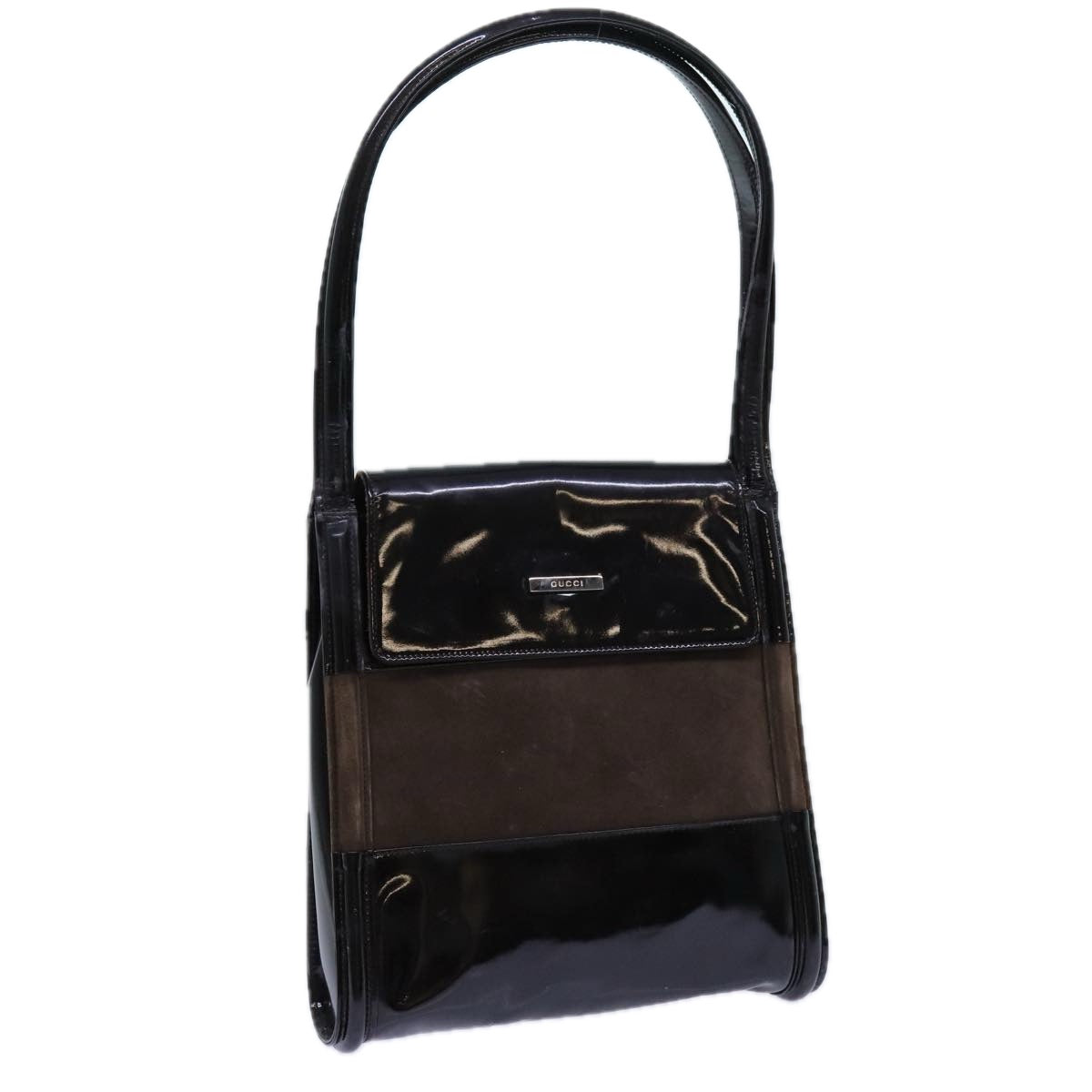 GUCCI Shoulder Bag Patent leather Brown 71917