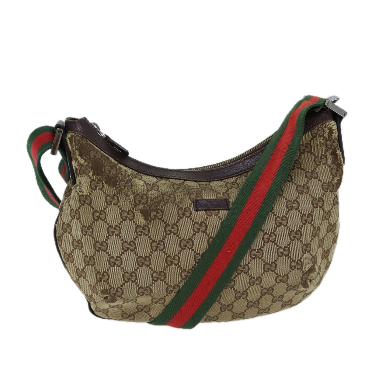 GUCCI GG Canvas Web Sherry Line Shoulder Bag Beige Red Green 181092 71918