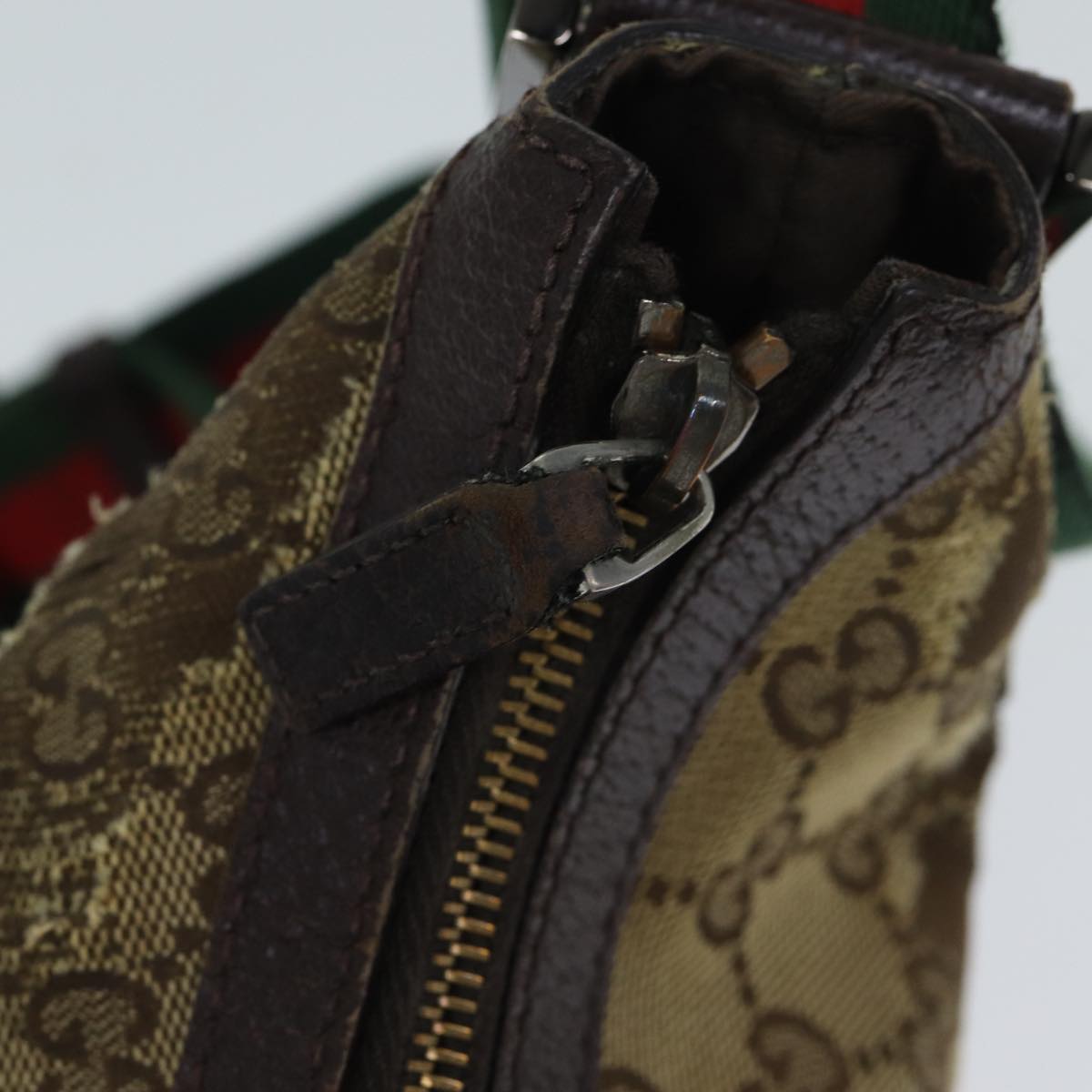 GUCCI GG Canvas Web Sherry Line Shoulder Bag Beige Red Green 181092 71918