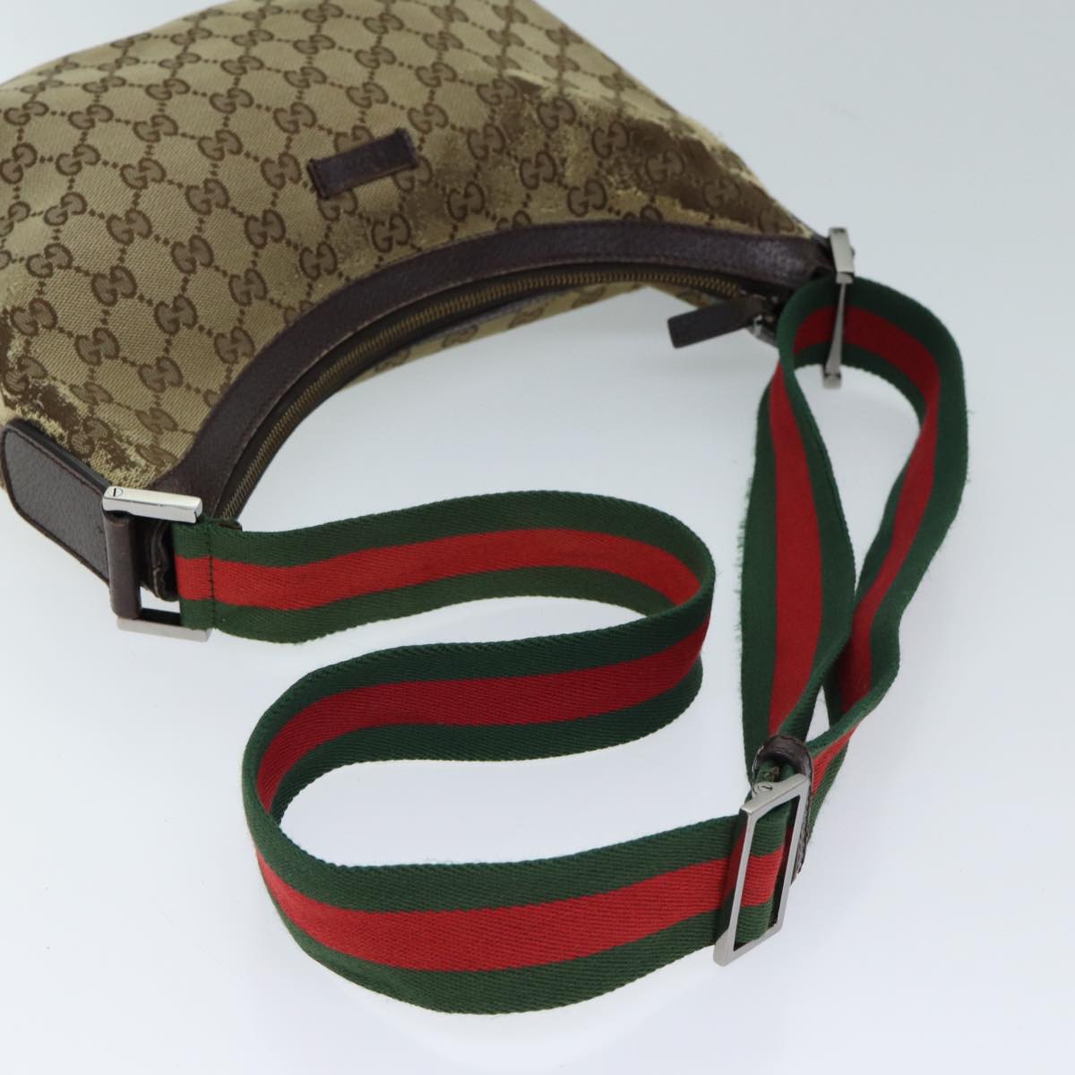 GUCCI GG Canvas Web Sherry Line Shoulder Bag Beige Red Green 181092 71918
