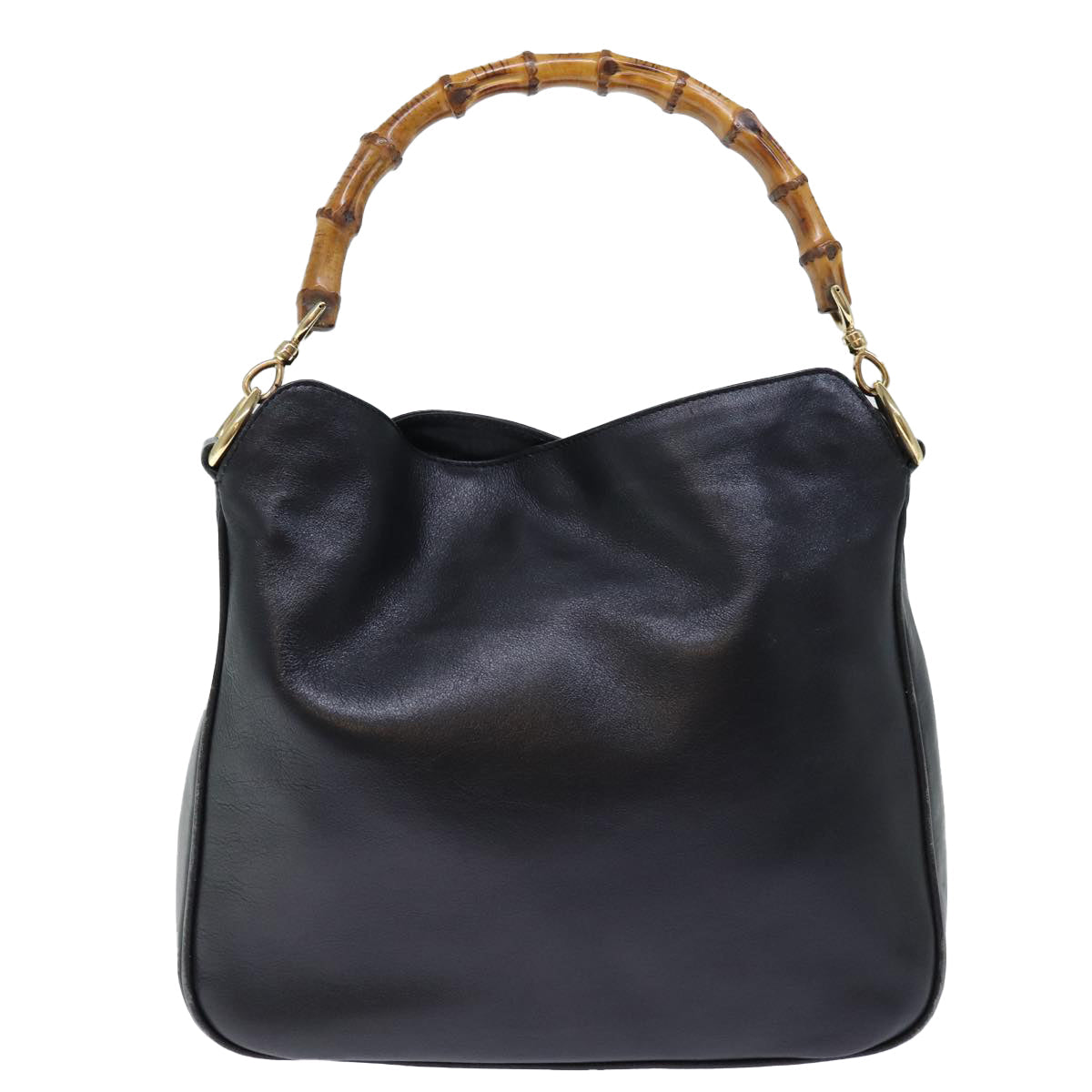 GUCCI Bamboo Shoulder Bag Leather 2way Black 001 1705 1638 71919
