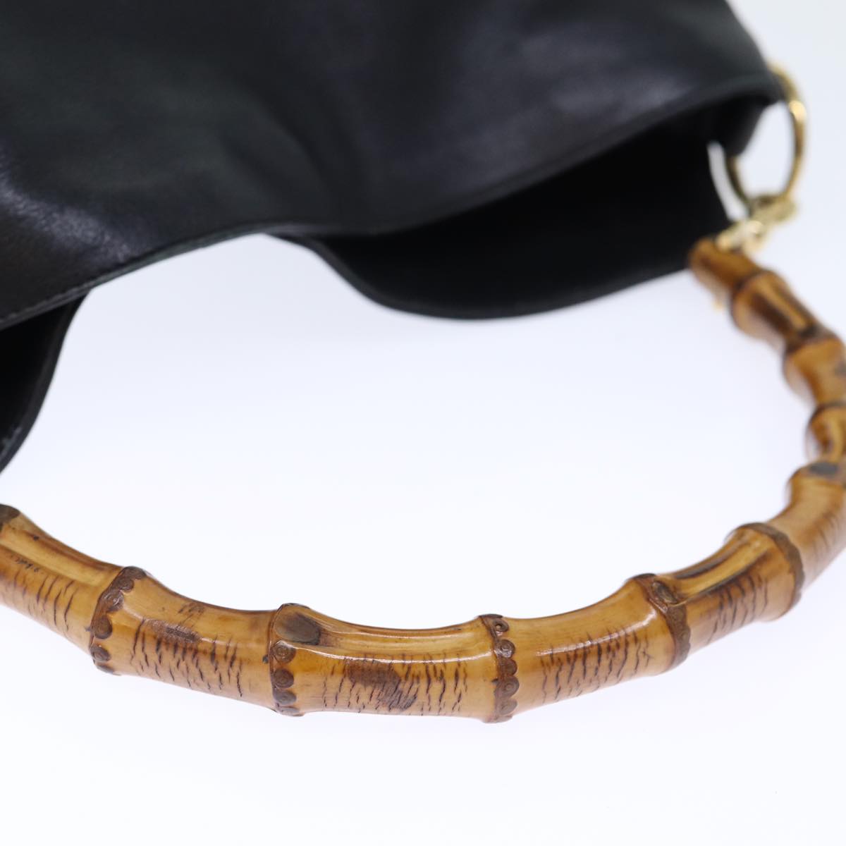 GUCCI Bamboo Shoulder Bag Leather 2way Black 001 1705 1638 71919
