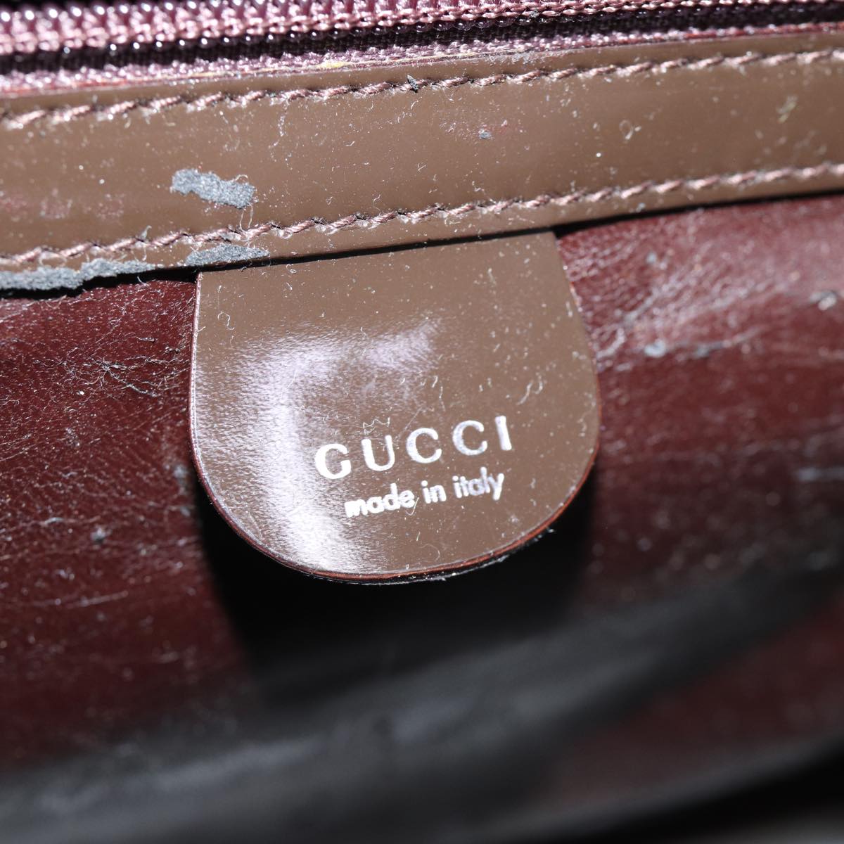 GUCCI Hand Bag Patent Nylon Brown 013 2122 2298 71922