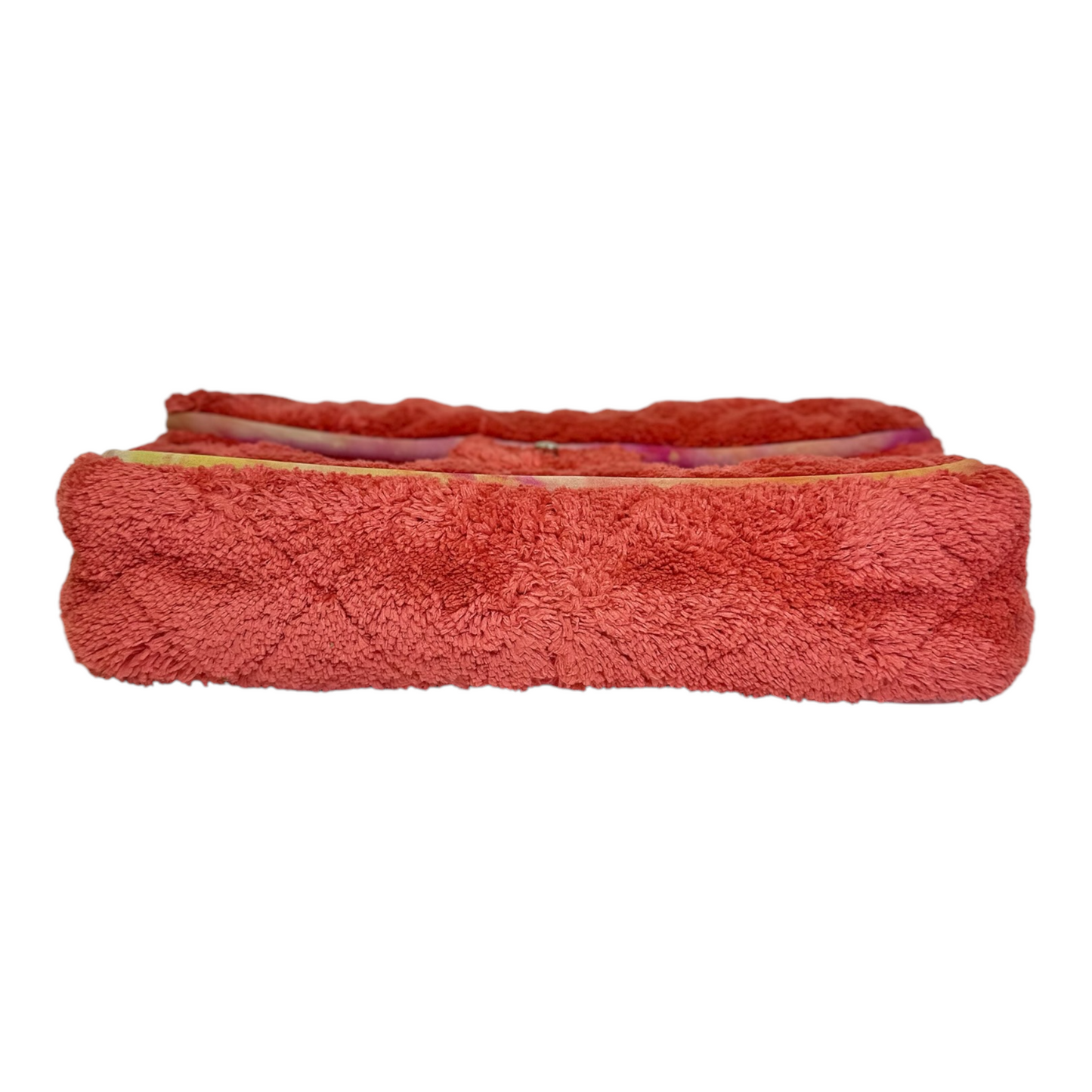 Chanel Terry Cloth Quilted Large Flap Bag Coral