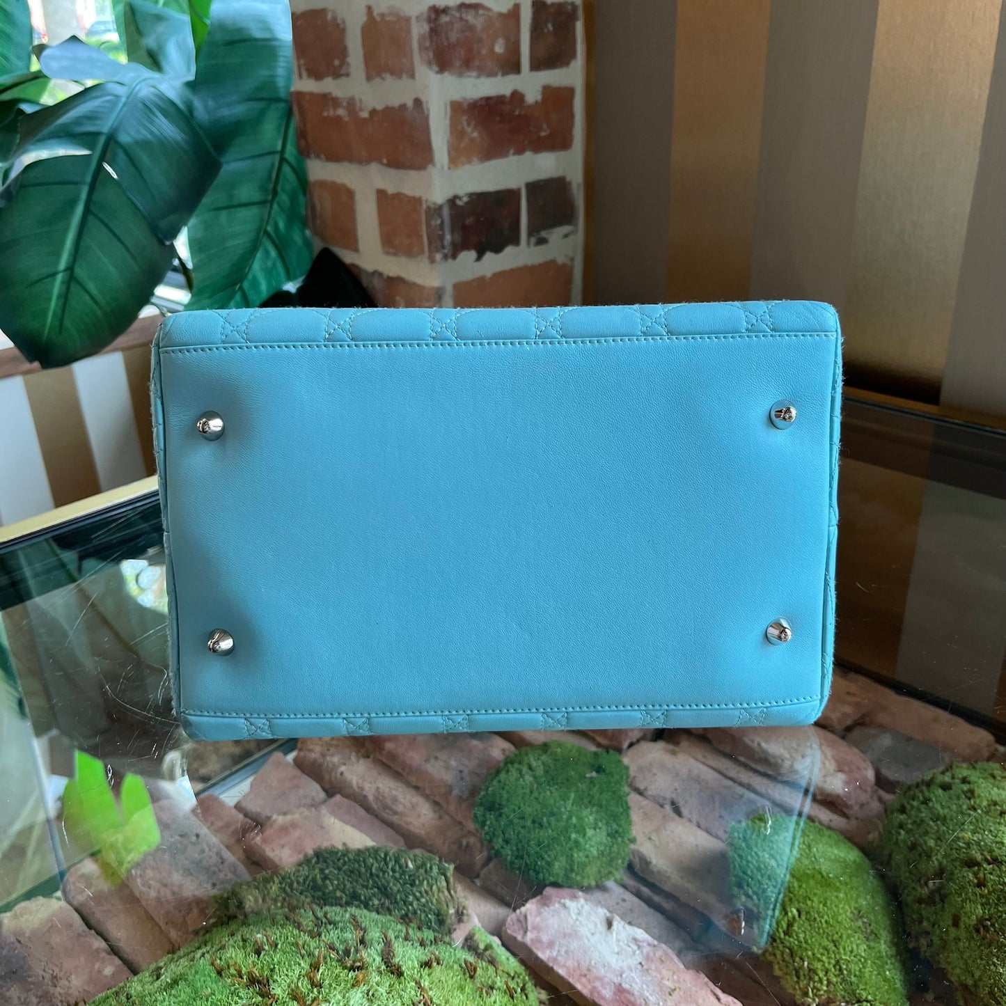 CHRISTIAN DIOR Cannage Lady Dior Blue Handbag