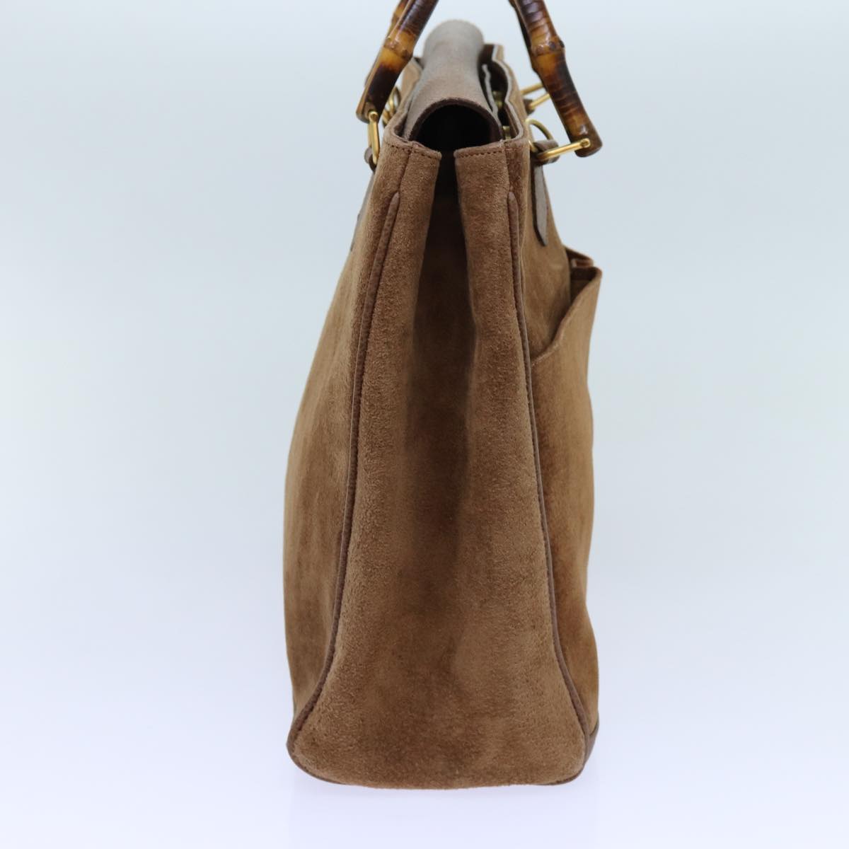 GUCCI Bamboo Hand Bag Suede 2way Brown 002 123 0322 72032