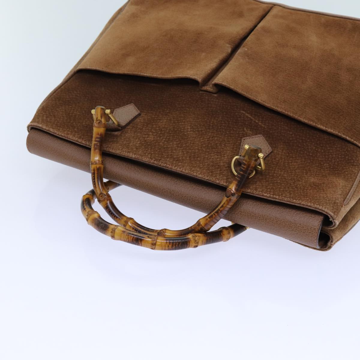 GUCCI Bamboo Hand Bag Suede 2way Brown 002 123 0322 72032