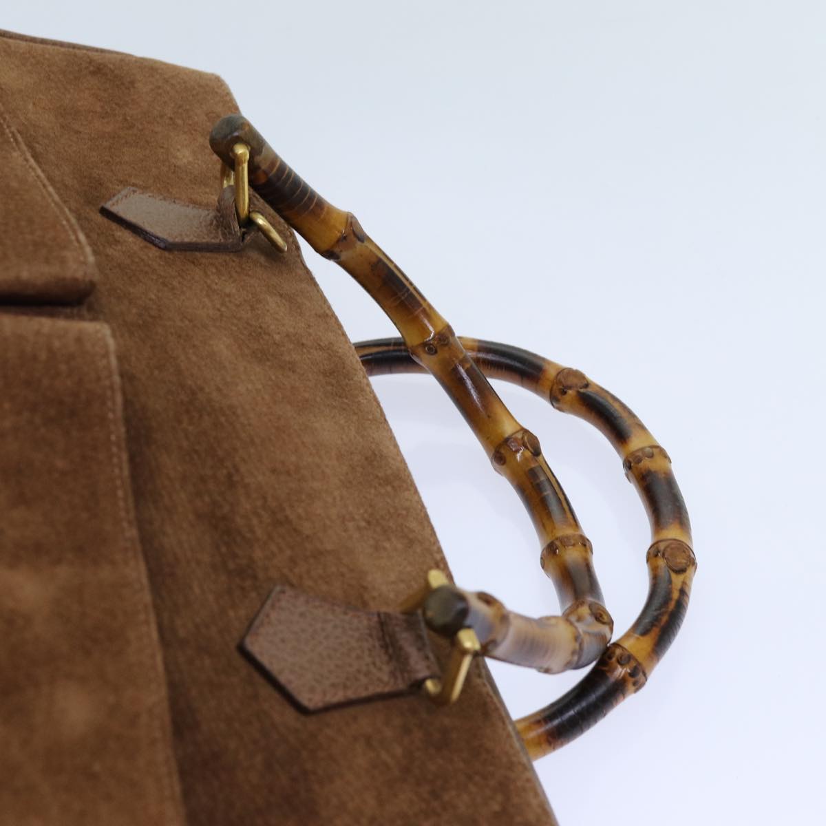 GUCCI Bamboo Hand Bag Suede 2way Brown 002 123 0322 72032