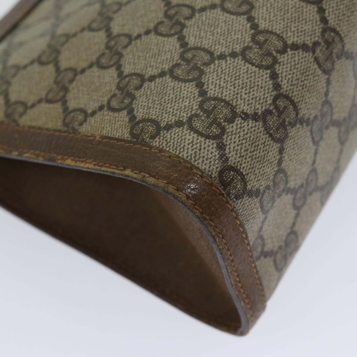 GUCCI GG Supreme Web Sherry Line Clutch Bag PVC Beige Green 89 01 033 72043
