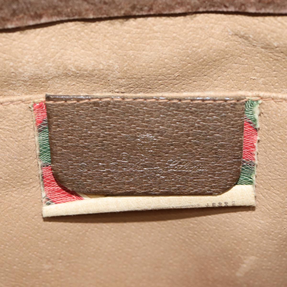 GUCCI GG Supreme Web Sherry Line Clutch Bag PVC Beige Green 89 01 033 72043