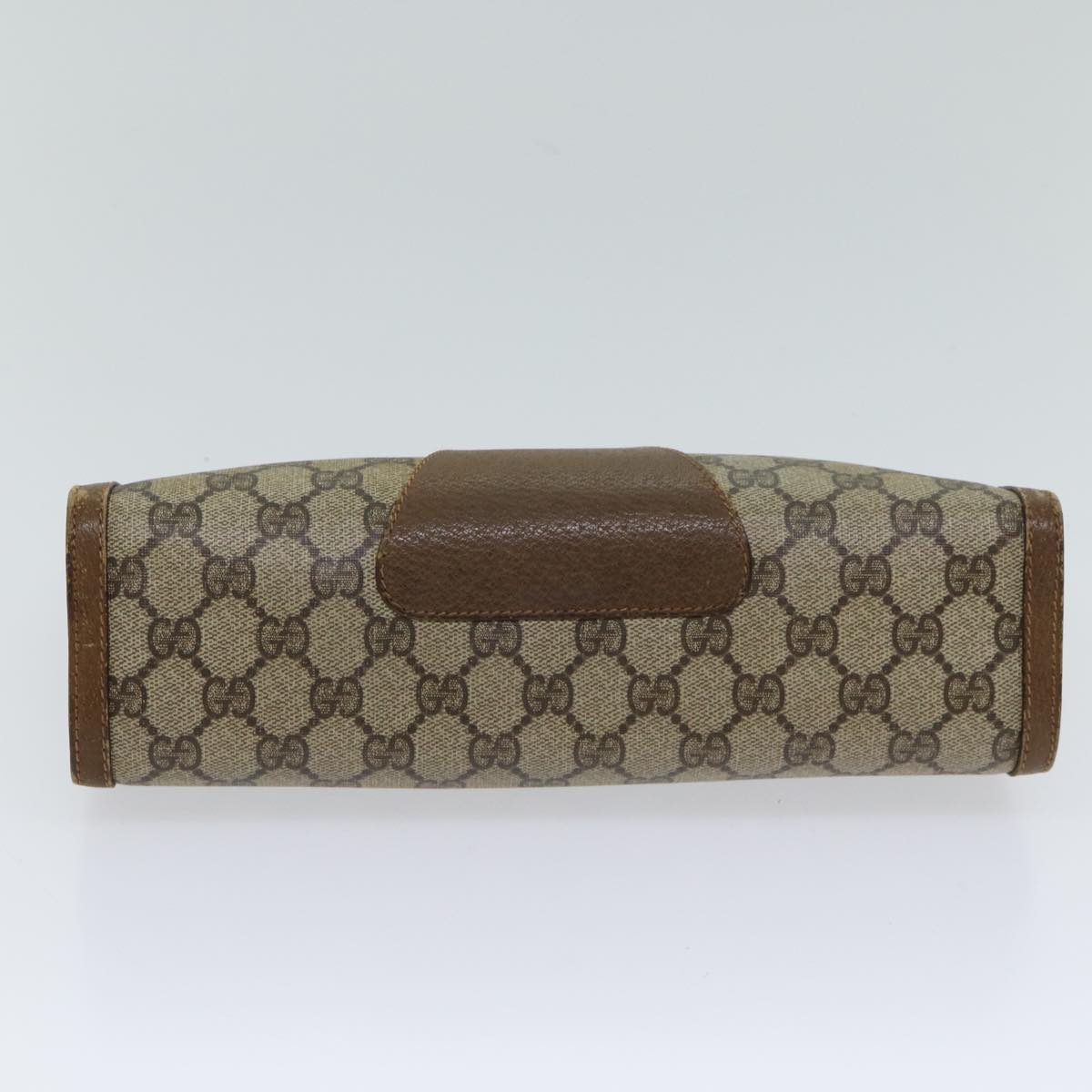 GUCCI GG Supreme Web Sherry Line Clutch Bag PVC Beige Green 89 01 033 72043