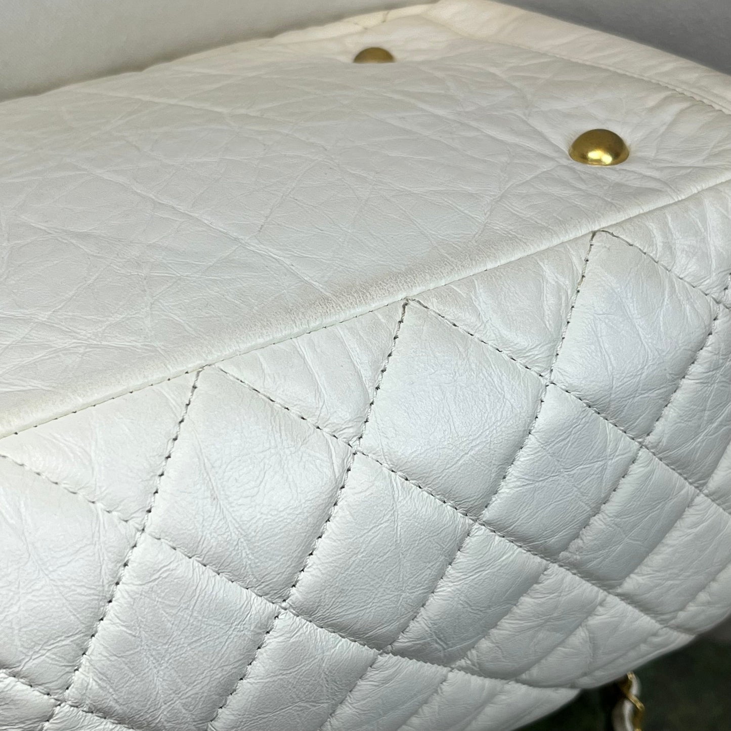 CHANEL Bowling Bag Quilted Aged Calfskin Satchel Bag