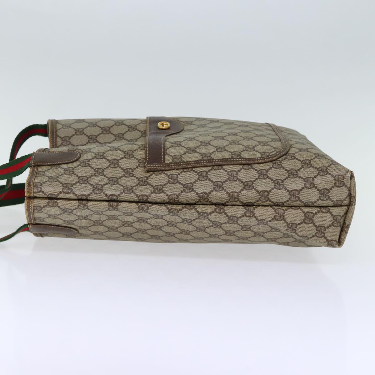 GUCCI GG Canvas Web Sherry Line Tote Bag PVC Beige Green Red 72147