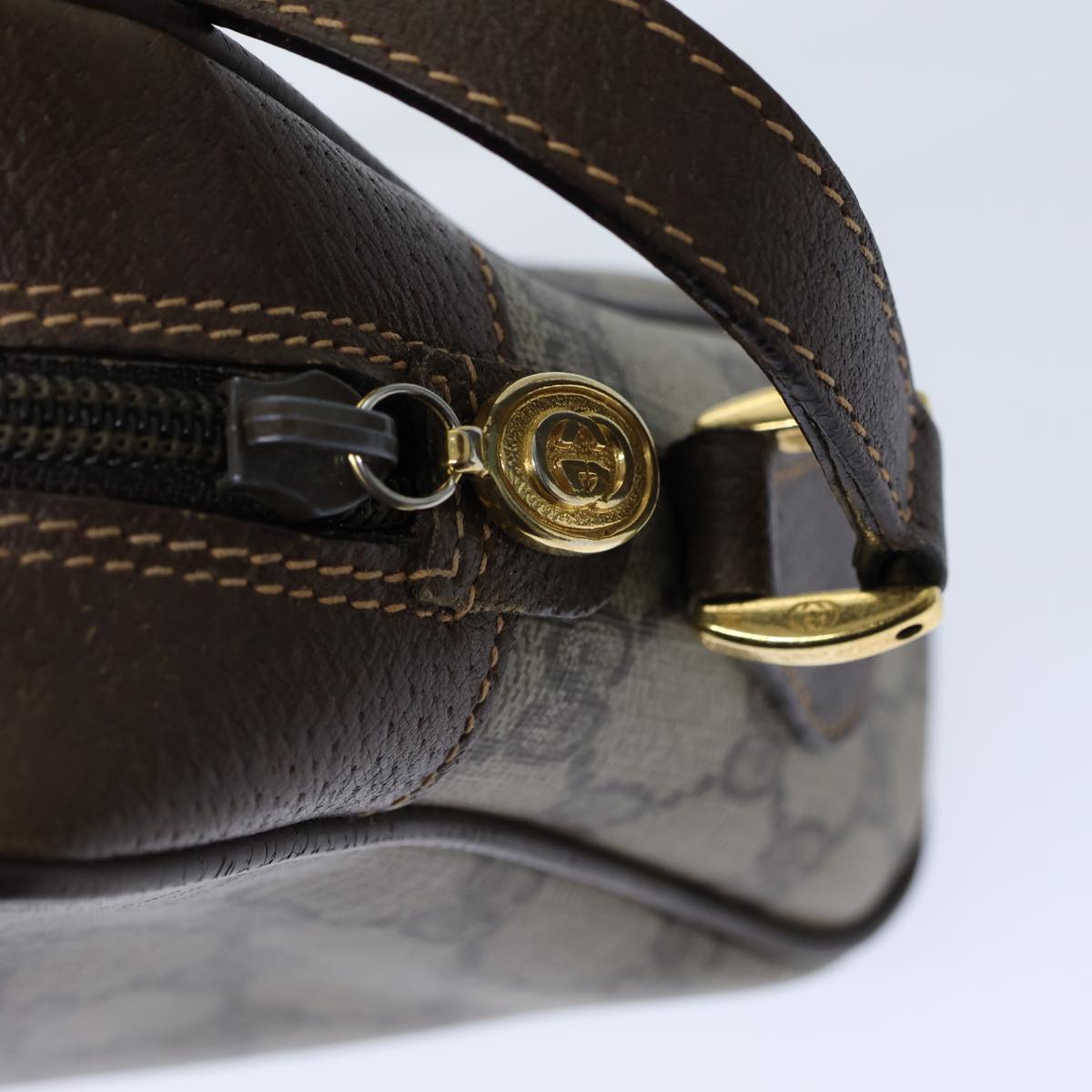 GUCCI GG Canvas Web Sherry Line Shoulder Bag PVC Beige Green Red 72150