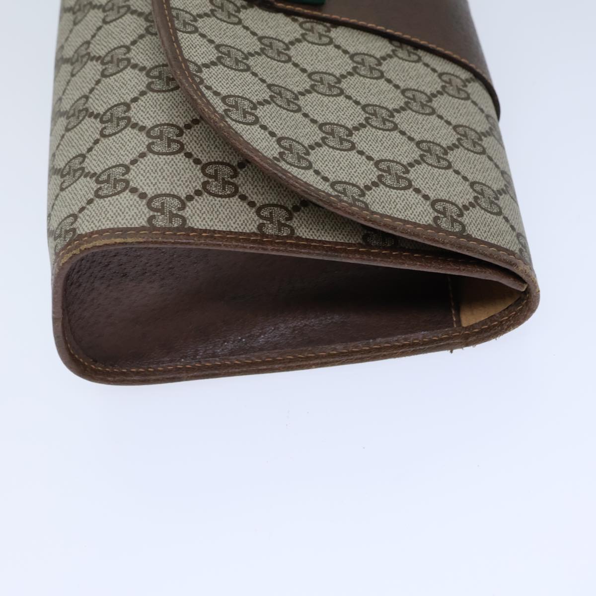 GUCCI GG Canvas Web Sherry Line Clutch Bag PVC Beige Green Red 72156