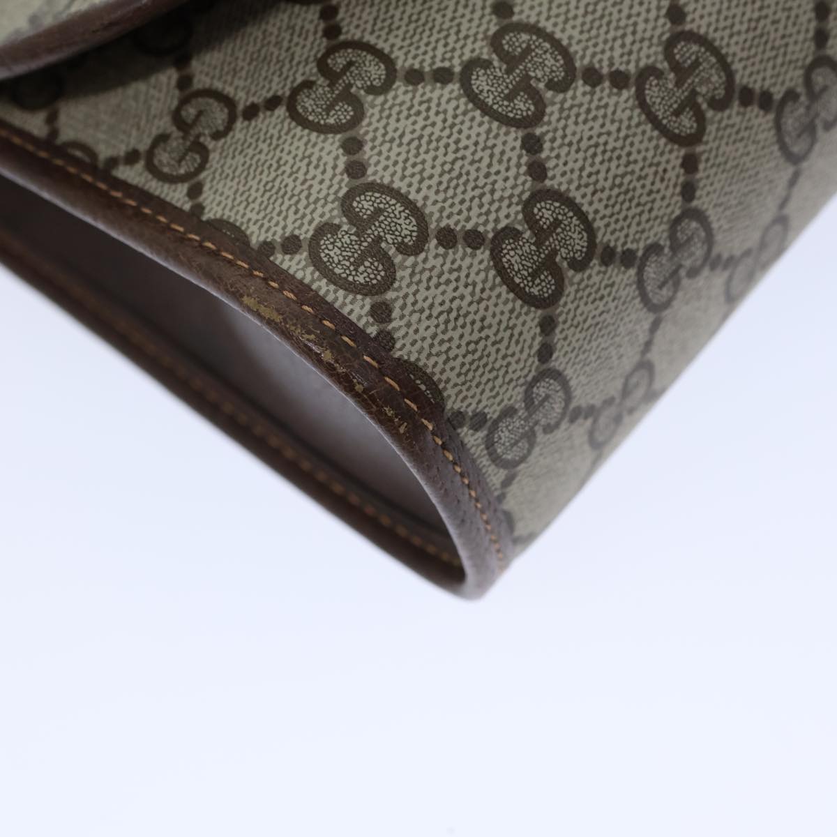 GUCCI GG Canvas Web Sherry Line Clutch Bag PVC Beige Green Red 72156