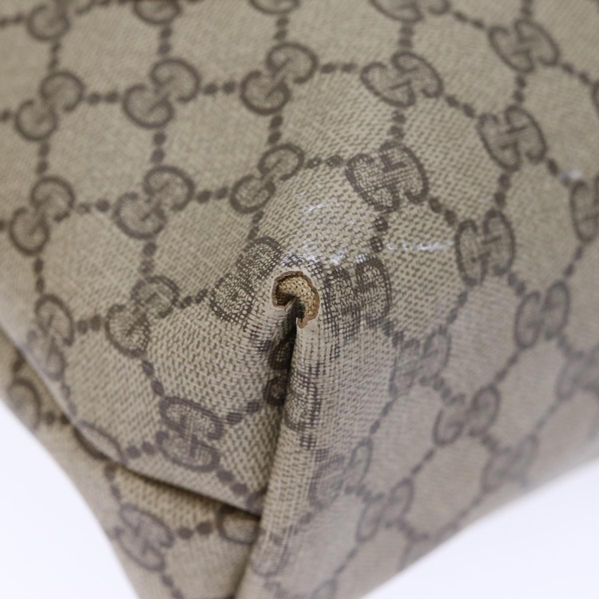 GUCCI GG Canvas Web Sherry Line Tote Bag PVC Beige Green Red 72160