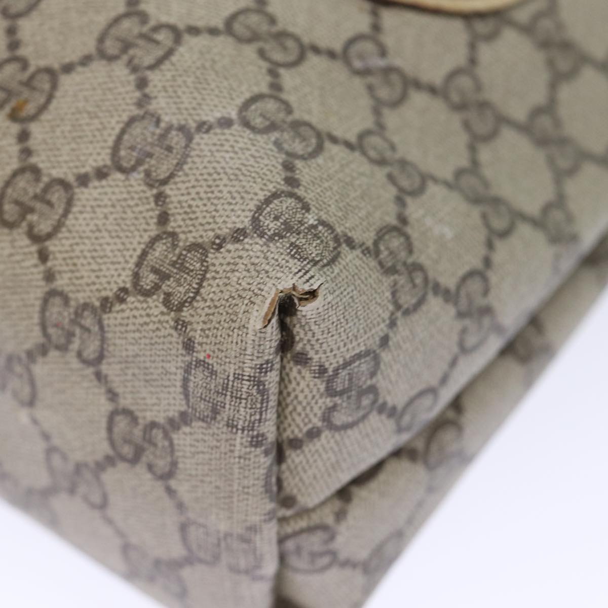 GUCCI GG Canvas Web Sherry Line Tote Bag PVC Beige Green Red 72160