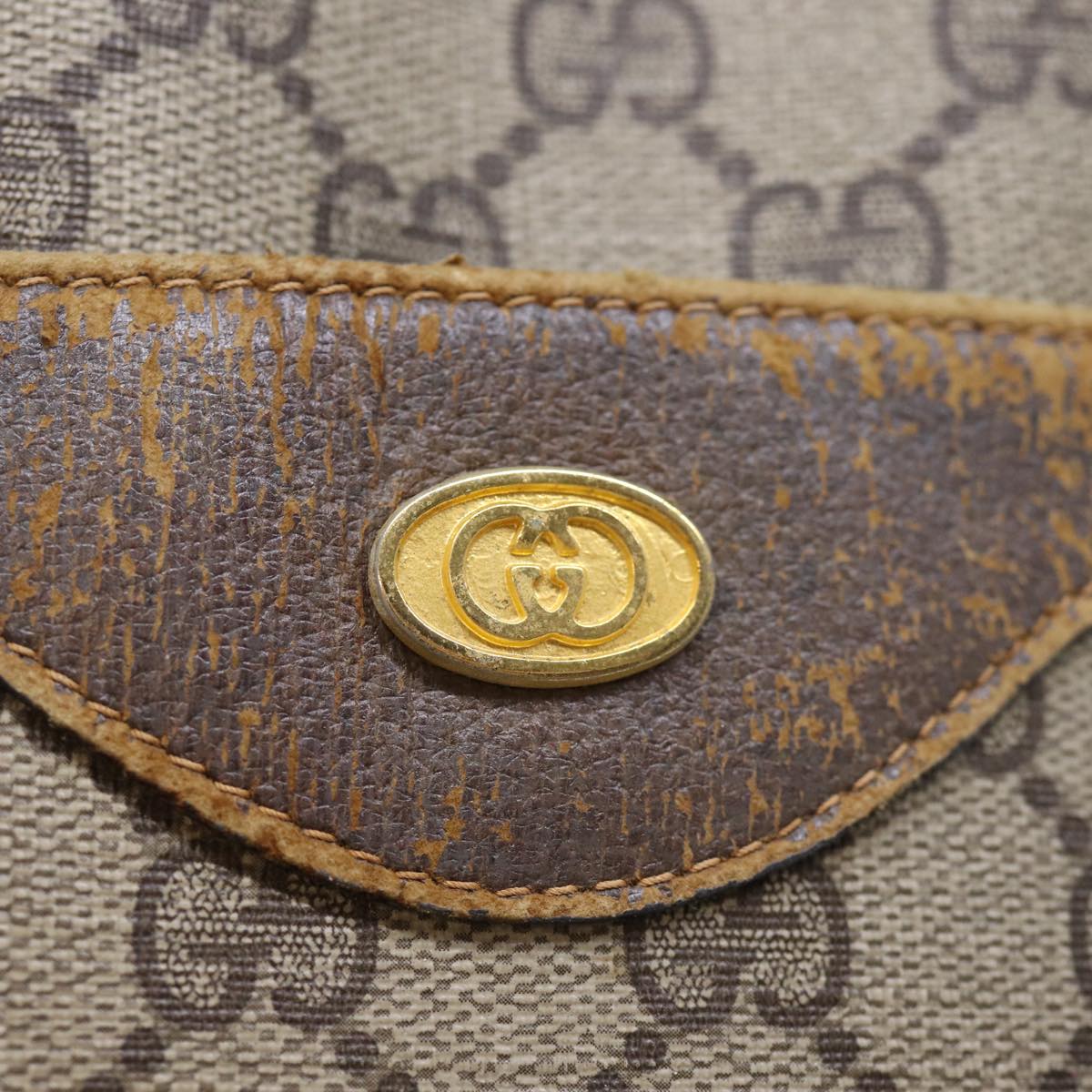 GUCCI GG Canvas Web Sherry Line Tote Bag PVC Beige Green Red 72160