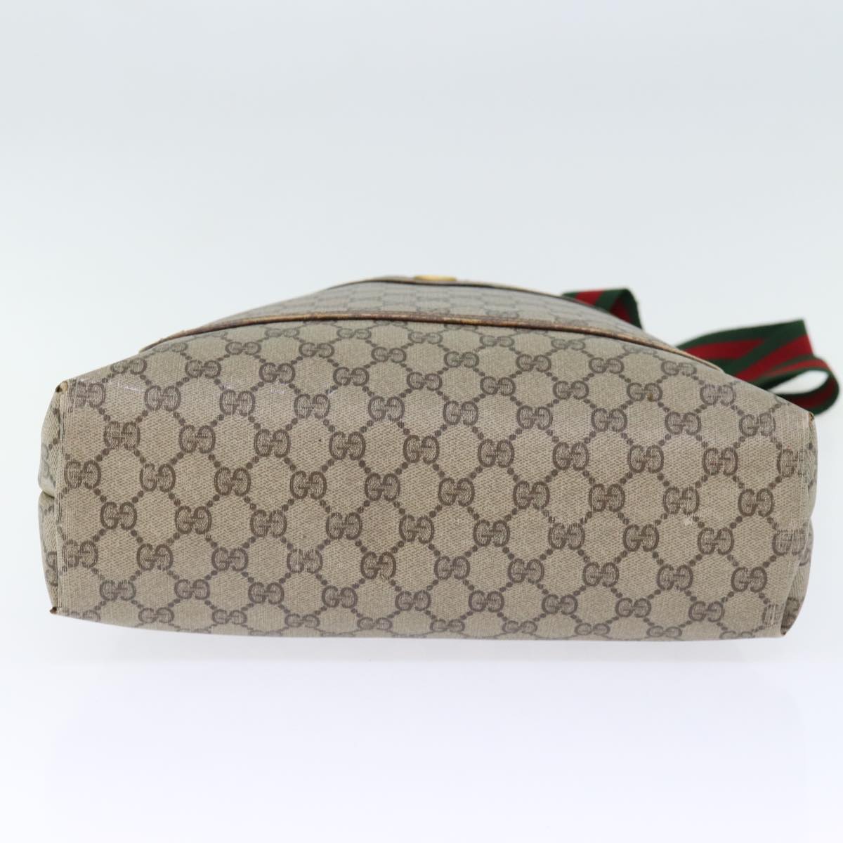 GUCCI GG Canvas Web Sherry Line Tote Bag PVC Beige Green Red 72160