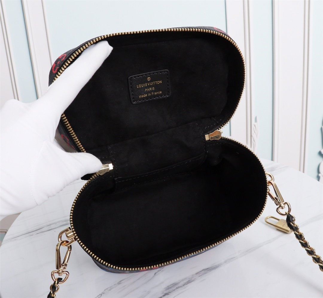 LV Vanity PM Bag Game On Monogram Canvas Black By Nicolas Ghesquiere For Women, WomenÃ¢â‚¬â„¢s Handbags, Shoulder And Crossbody 7.5in/19cm LV M57482