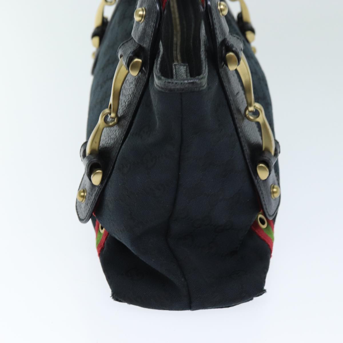 GUCCI GG Canvas Web Sherry Line Hand Bag Black Red Green 144188 72294