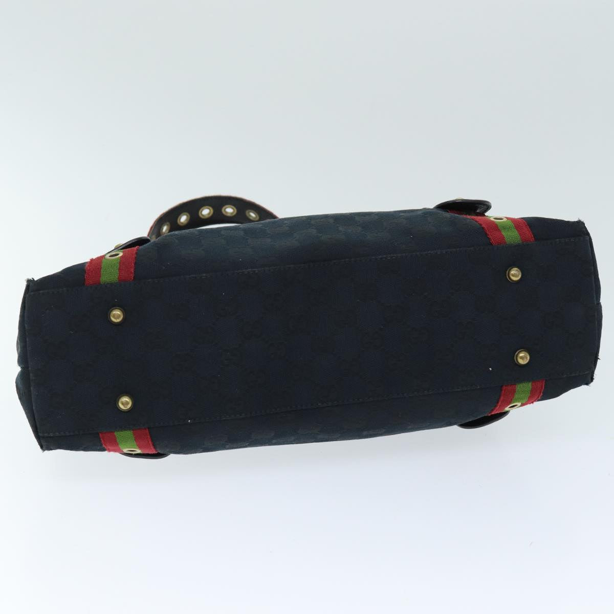 GUCCI GG Canvas Web Sherry Line Hand Bag Black Red Green 144188 72294