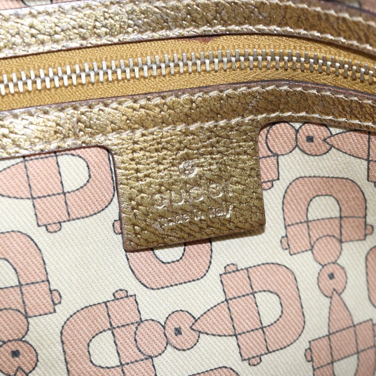GUCCI GG Canvas Sherry Line Shoulder Bag Gold Beige pink 144388 72295