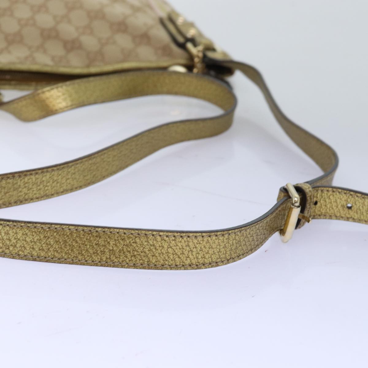 GUCCI GG Canvas Sherry Line Shoulder Bag Gold Beige pink 144388 72295