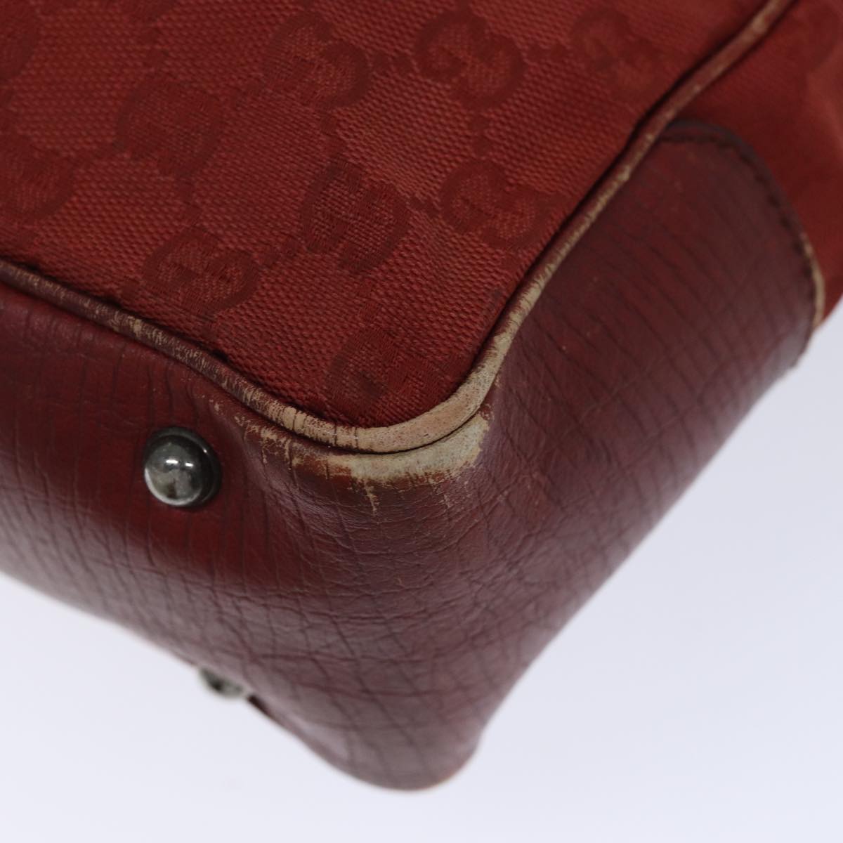 GUCCI GG Canvas Bamboo Tote Bag Red 72414