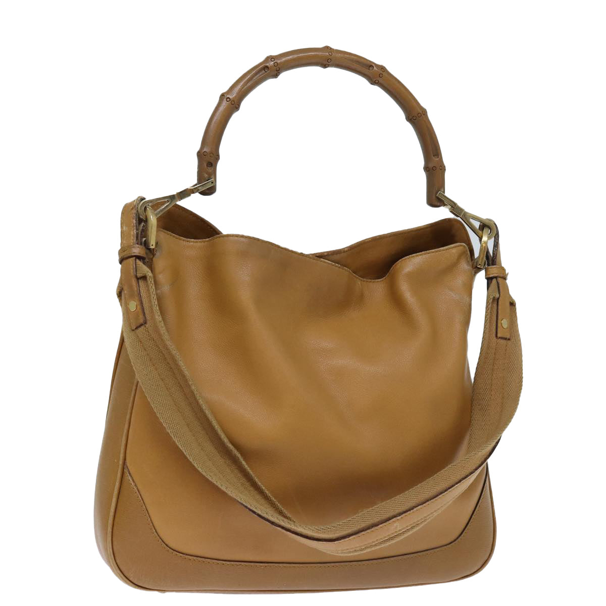 GUCCI Bamboo Shoulder Bag Leather 2way Brown 72419