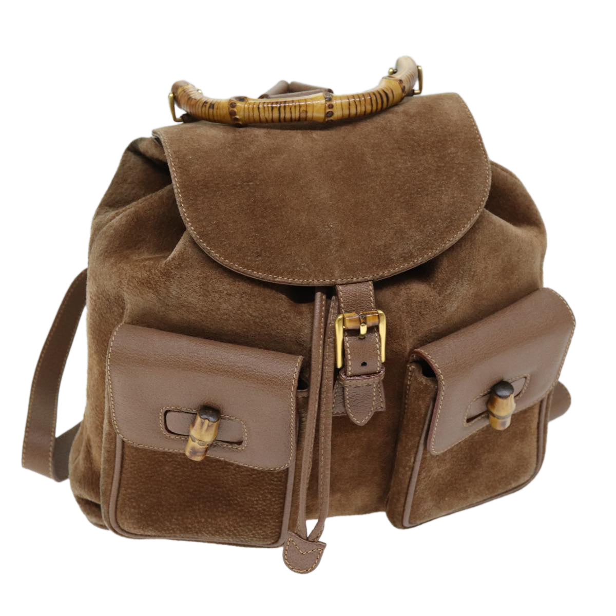 GUCCI Bamboo Backpack Suede Brown 003 2058 0016 72436