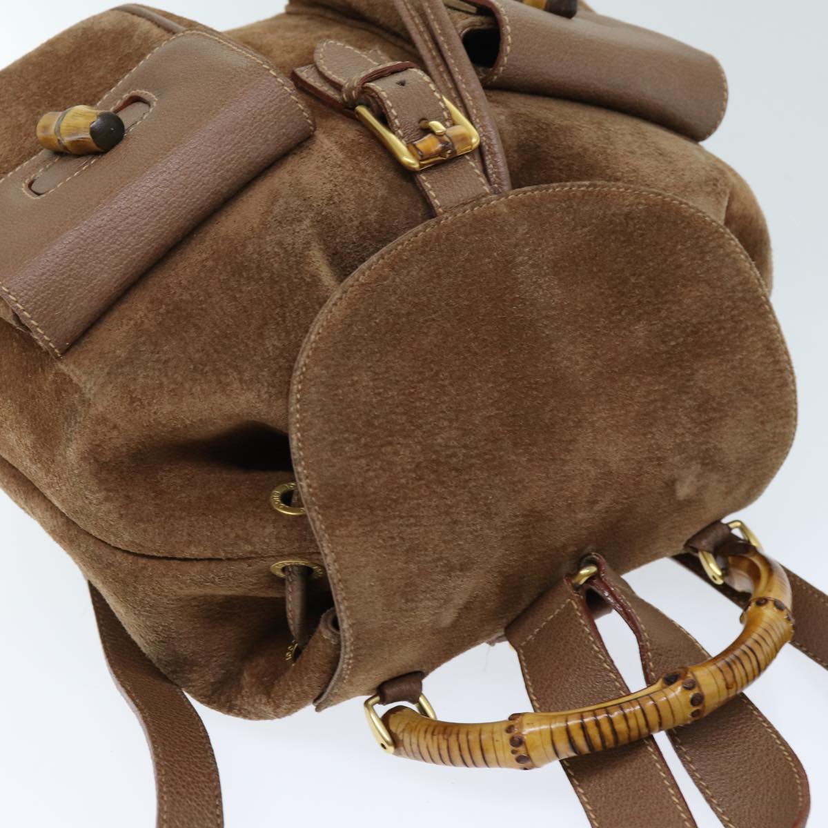 GUCCI Bamboo Backpack Suede Brown 003 2058 0016 72436