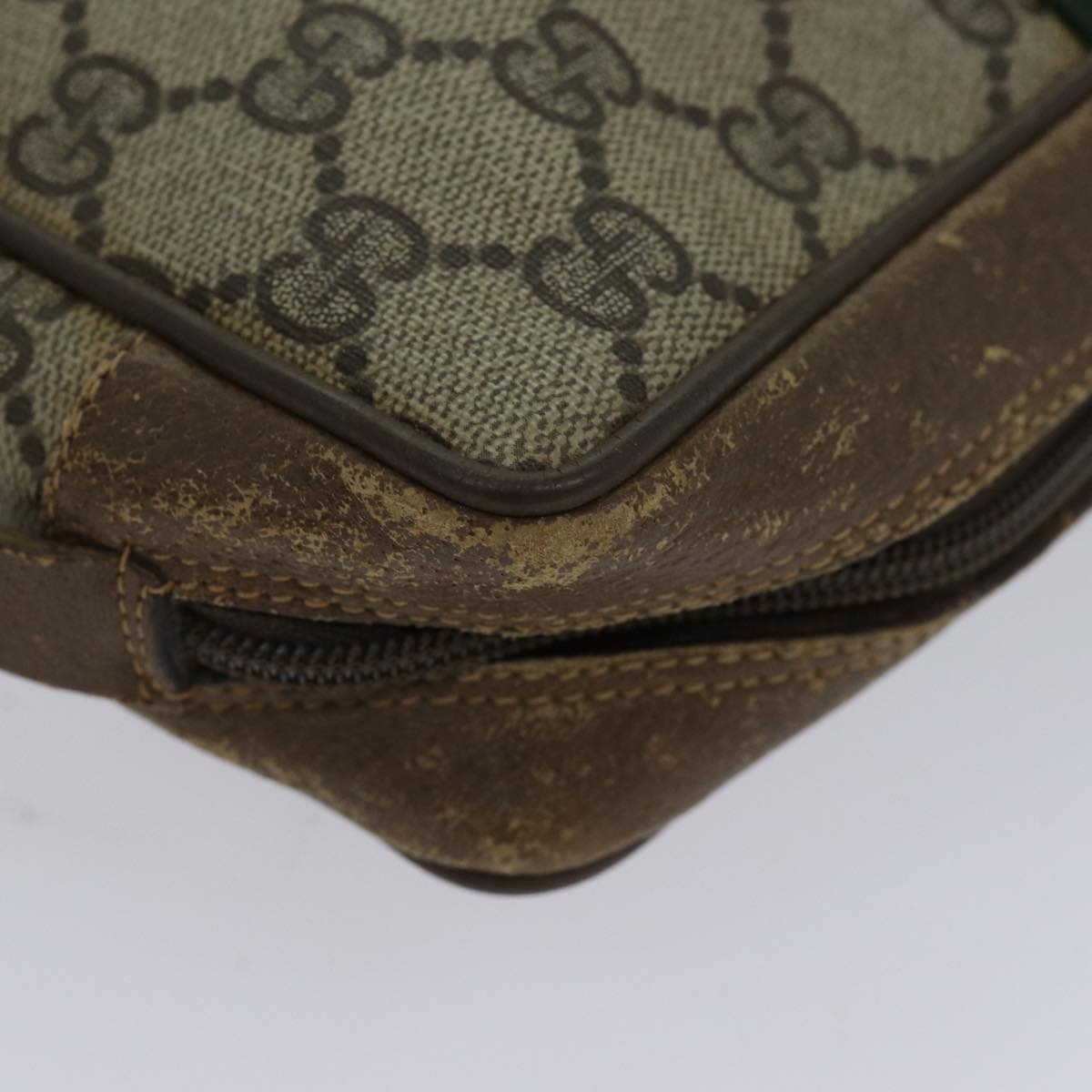 GUCCI GG Supreme Web Sherry Line Clutch Bag PVC Beige Red 89 01 012 72452