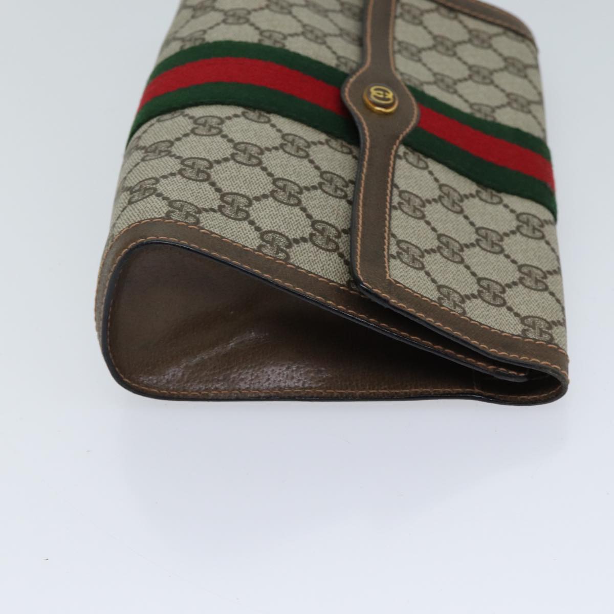 GUCCI GG Supreme Web Sherry Line Clutch Bag PVC Beige Red 89 01 006 72501