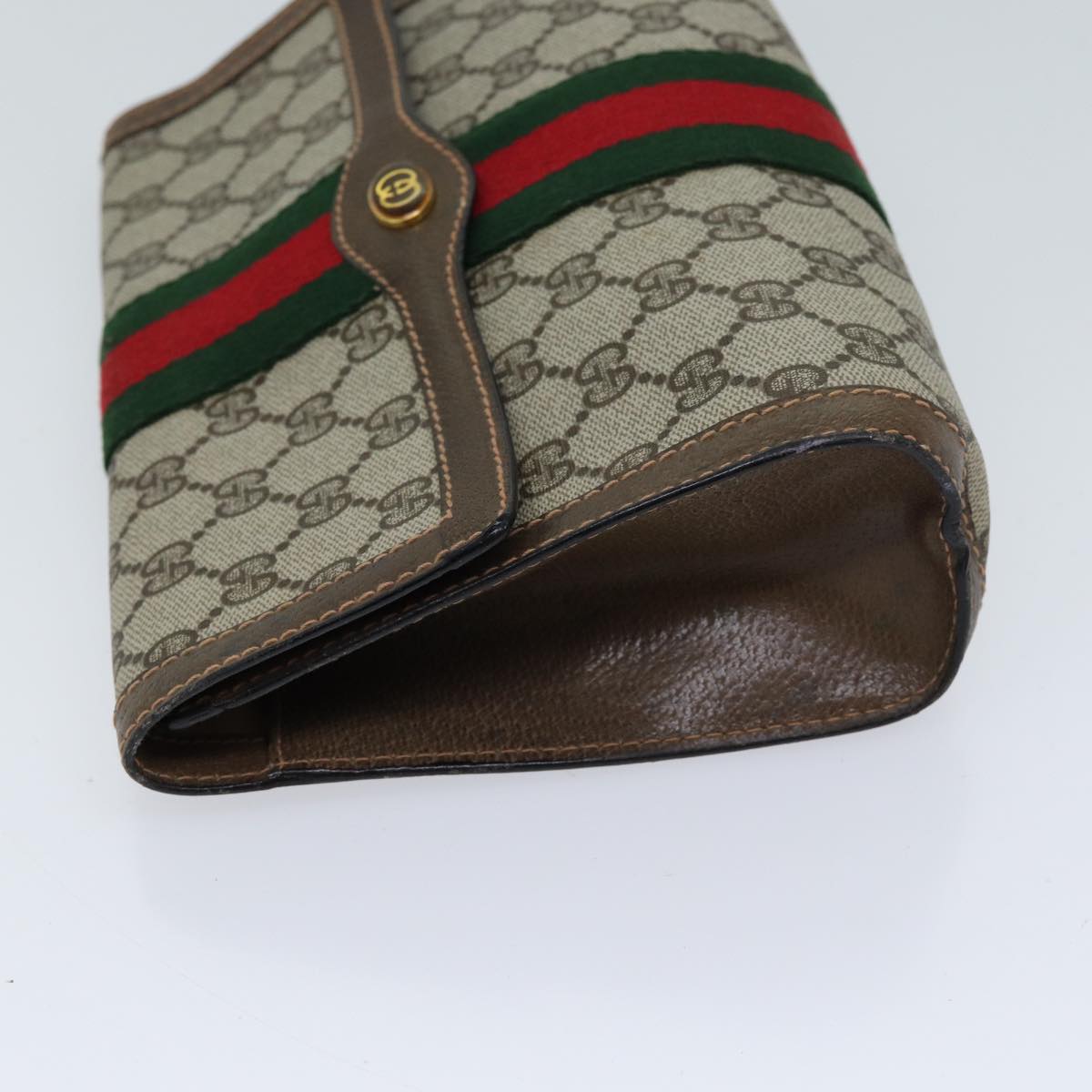 GUCCI GG Supreme Web Sherry Line Clutch Bag PVC Beige Red 89 01 006 72501