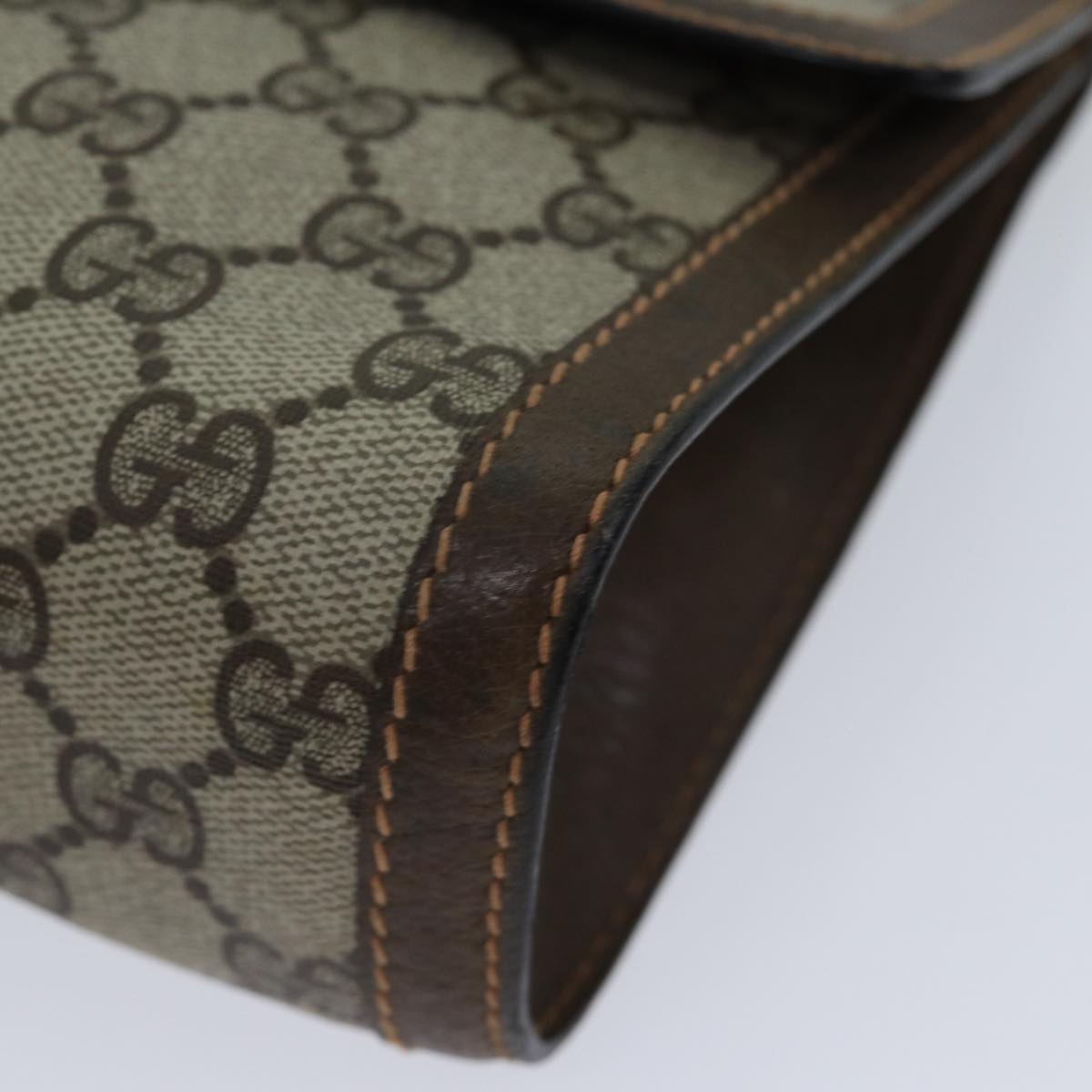 GUCCI GG Supreme Web Sherry Line Clutch Bag PVC Beige Red 89 01 006 72501