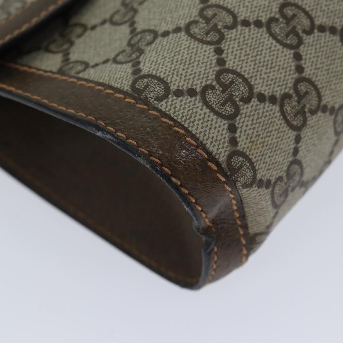 GUCCI GG Supreme Web Sherry Line Clutch Bag PVC Beige Red 89 01 006 72501