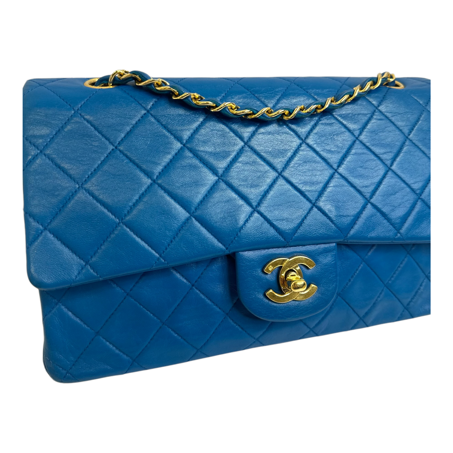 Chanel Blue Medium Classic Lambskin Double Flap